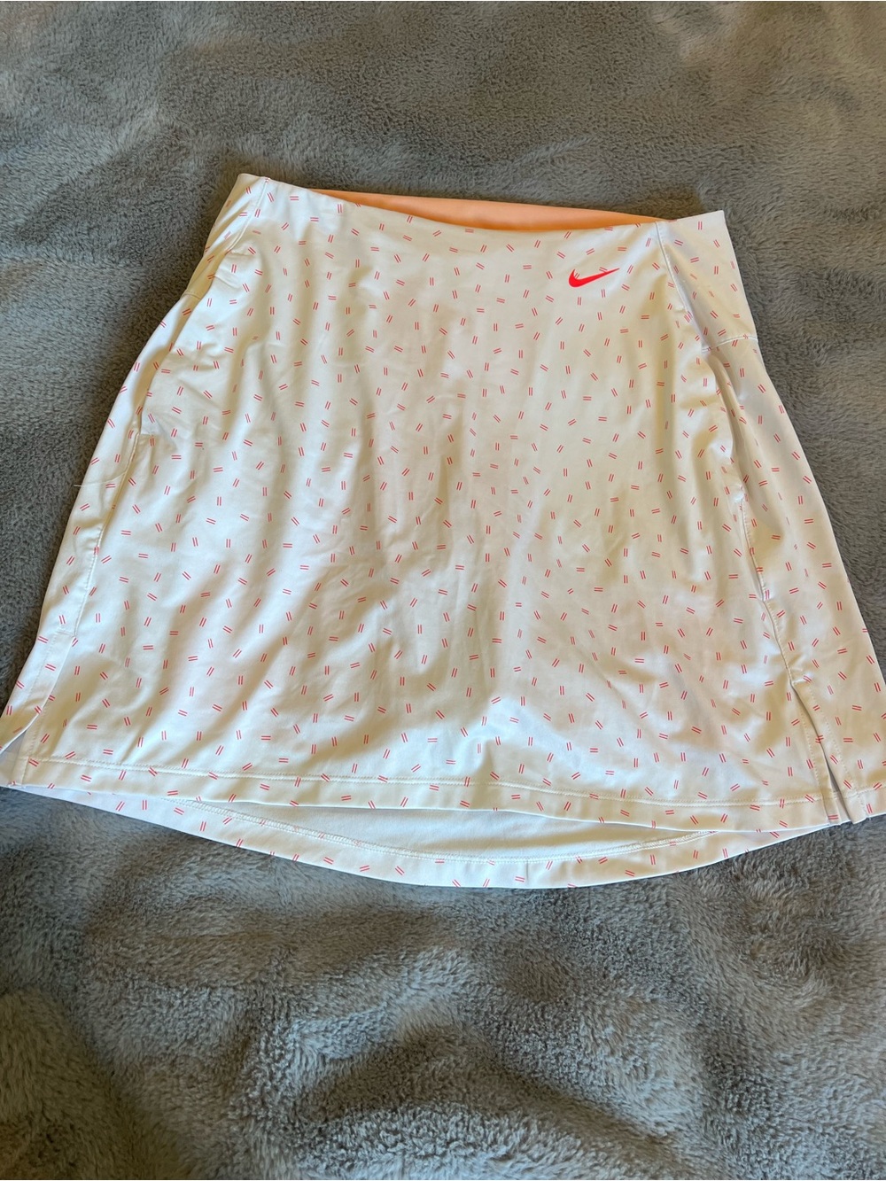 Nike White Skater Skirt with Pink Swoosh and Allover Pink Micro Print S